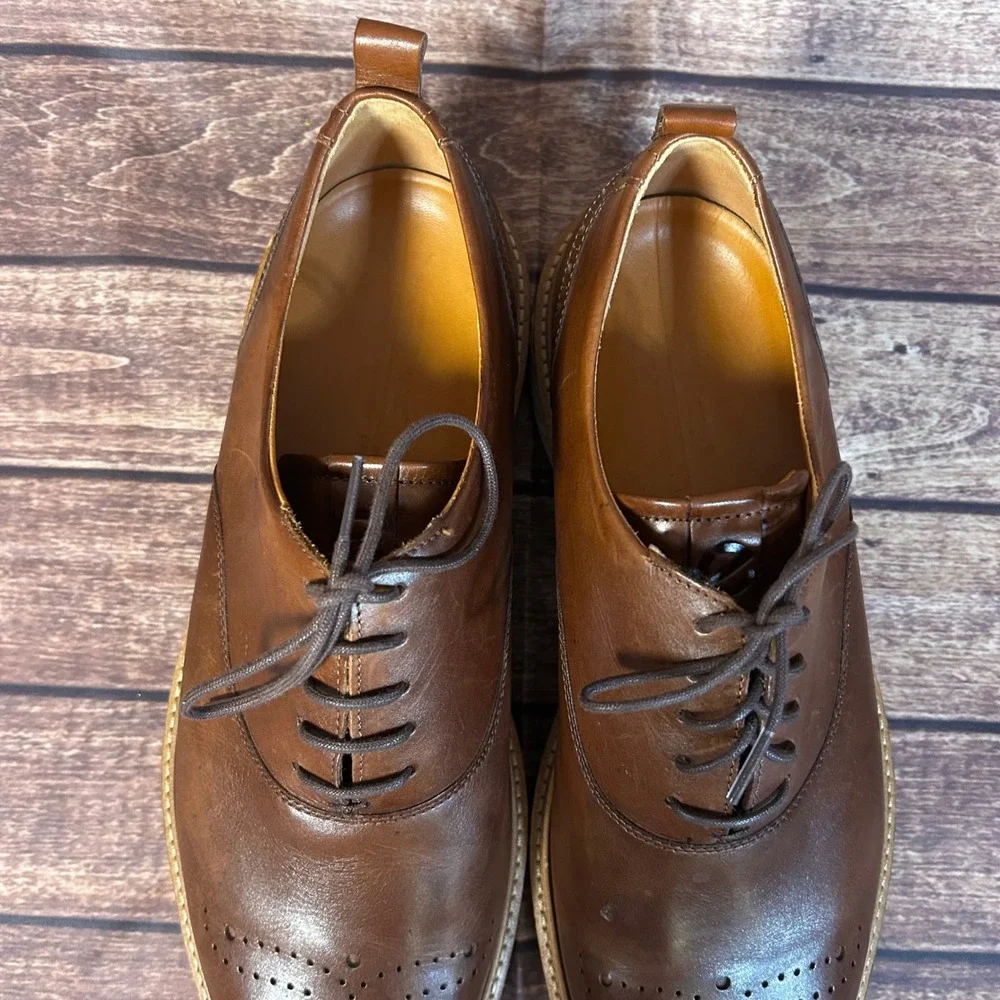 ECCO ST.1 Hybrid Brogue Brown Leather Wingtip Oxford Shoes Mens Sz 46 US 12-12.5